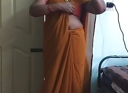 desi  indian horny tamil telugu kannada malayalam hindi cheating wife wearing saree vanitha showing big boobs and shaved pussy press hard boobs press nip rubbing pussy masturbation